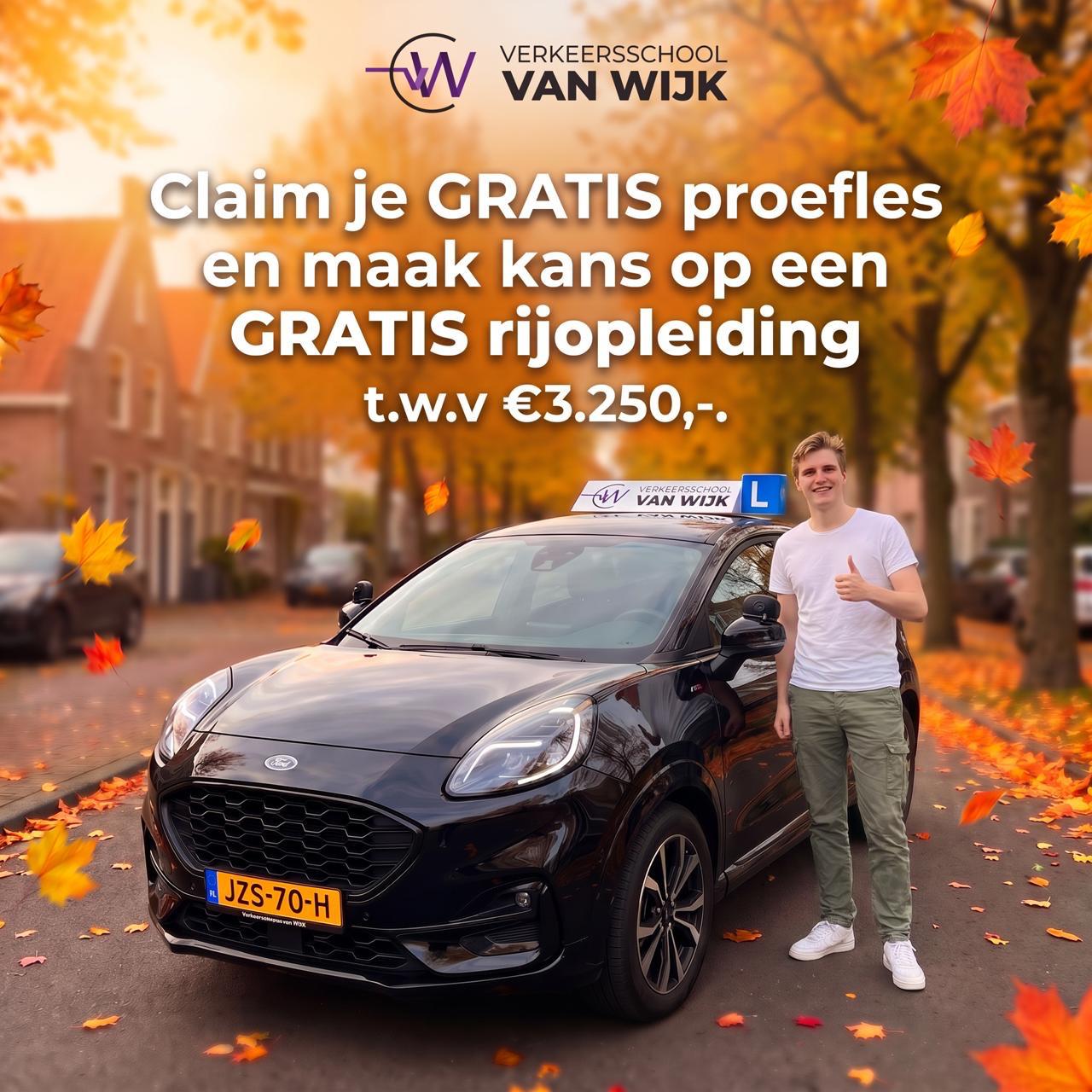 Claim je GRATIS proefles en maak kans op een GRATIS rijopleiding t.w.v. €3.250,-